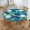 Tropical Palm Leaves Tablecloth Elastic Edge Fitted Table Cloth Waterproof Polyester Hawaiian Green Leaf Round Table Cover